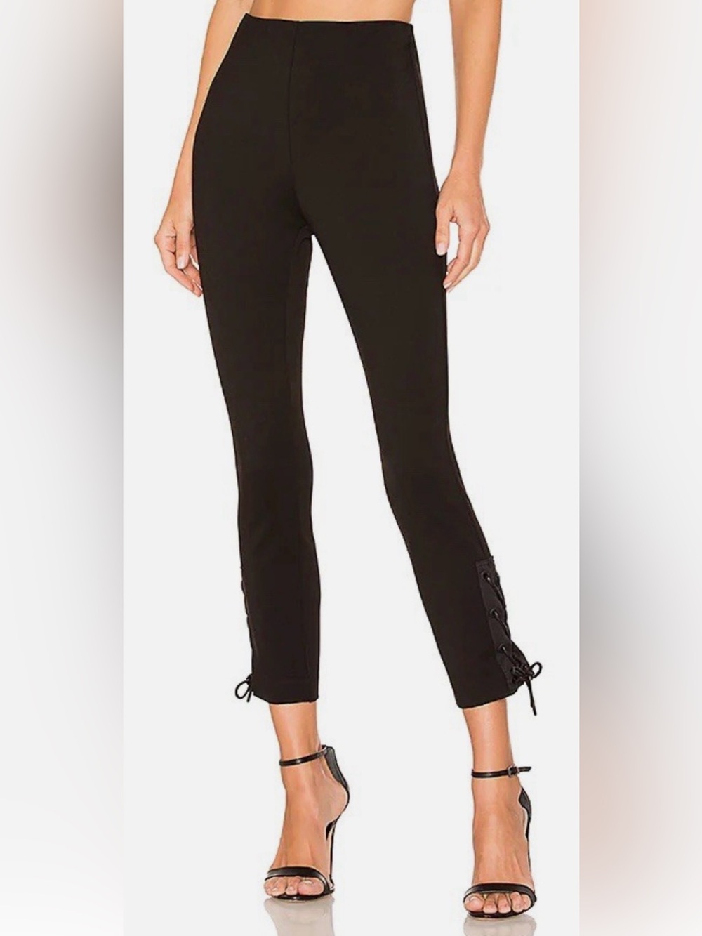 rag & bone Black Cropped Lace-Up Ankle Pants